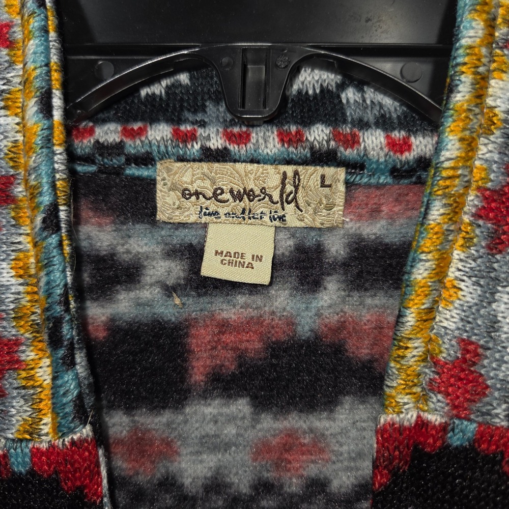 One World Multicolored One Toggle Jacket Large - Picture 3 of 6